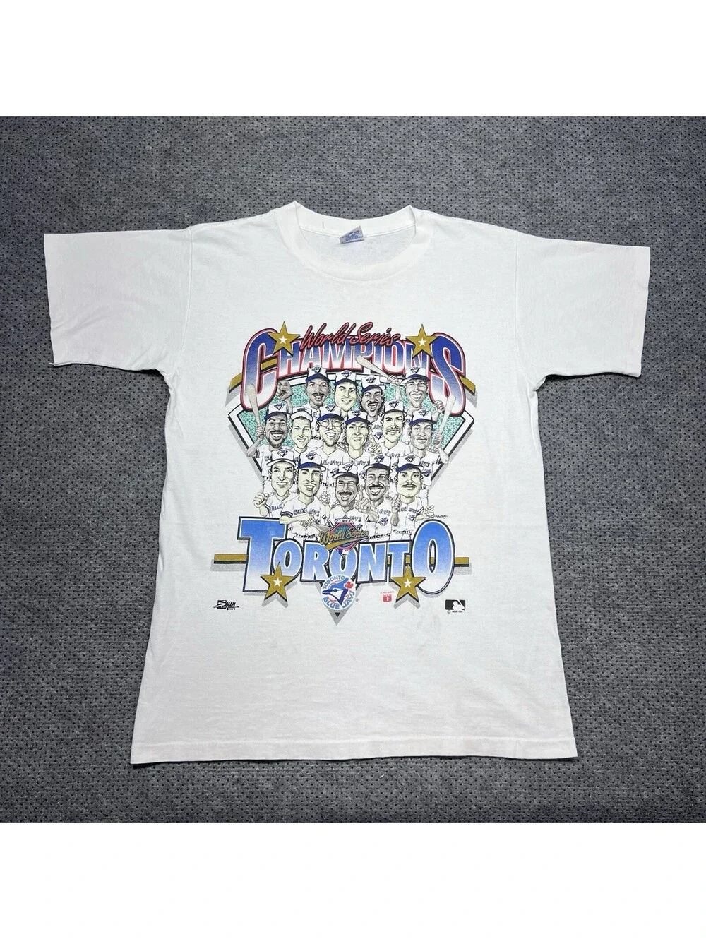 Vintage 1992 Salem Toronto Blue Jays World Series Champions Caricature T-Shirt M